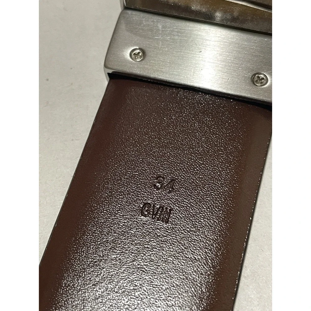 Ted Baker Reversible Leather Belt Size 34 Black Brown Silver Buckle 1 5/16